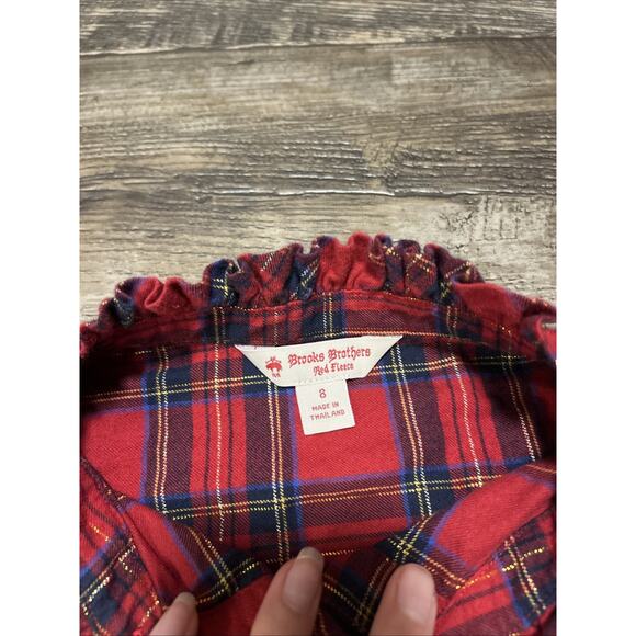 Brooks Brothers Red Fleece Women’s Flannel Sz 8 Shirt Plaid Ruffle Top Blouse - Picture 5 of 6